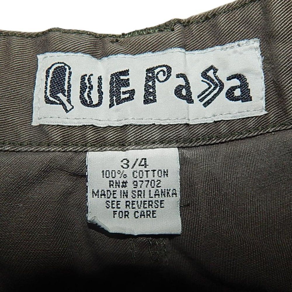 QUEPASA junior's size 3 brown with green tint vintage 100% cotton cargo shorts - Picture 3 of 6